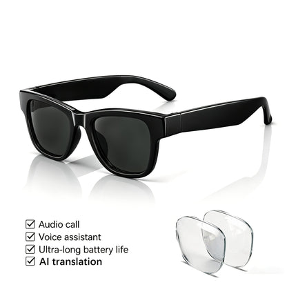 Lunettes intelligentes avec traduction instantanée en 160 langues, assistant GPT, audio Bluetooth 5.2, appels mains libres, lecture de musique, verres photochromiques et anti-lumière bleue – Technologie portable unisexe