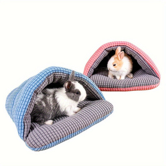 Cachette pour cochon d'Inde, sac de couchage chaud pour petits animaux, lit douillet semi-fermé et doux pour lapins, furets, hérissons, écureuils et chatons, nid cachette pour petit animal lavable en machine, sac de couchage en peluche