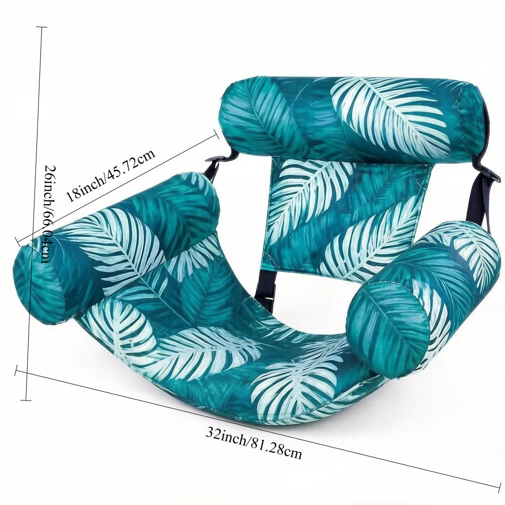 Chaise longue gonflable pour piscine en forme de feuille pour adultes, bouée d'été portable pour la plage, le lac ou les fêtes à la piscine - Disponible en bleu ou vert, lot de 1 ou lot de 2
