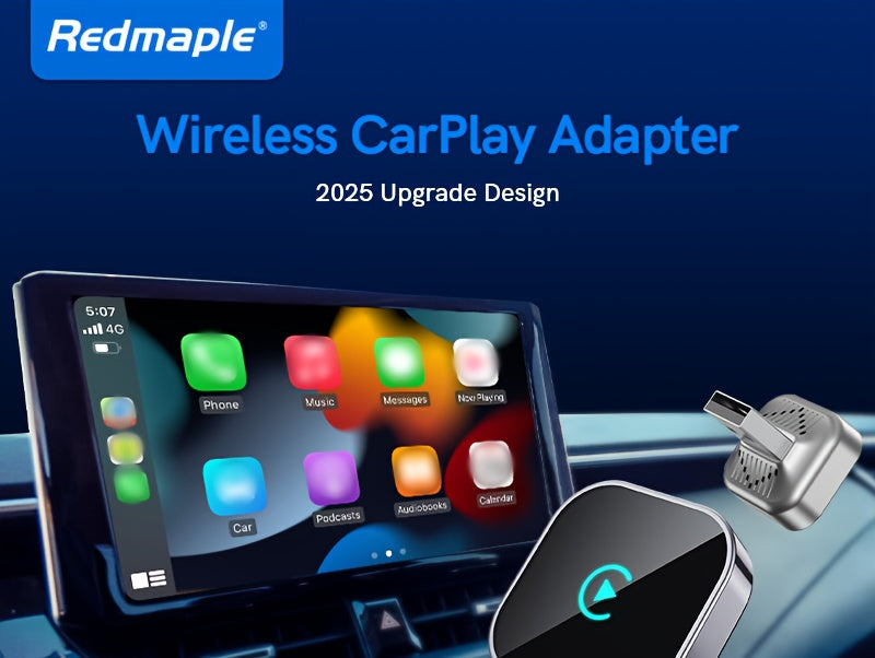 Adaptateur CarPlay sans fil, mini dongle version améliorée 2026 – 2-en-1 pour iPhone et Android Auto, conversion de filaire à sans fil, USB-A et USB-C, double bande à faible latence, connexion automatique, certifié FCC
