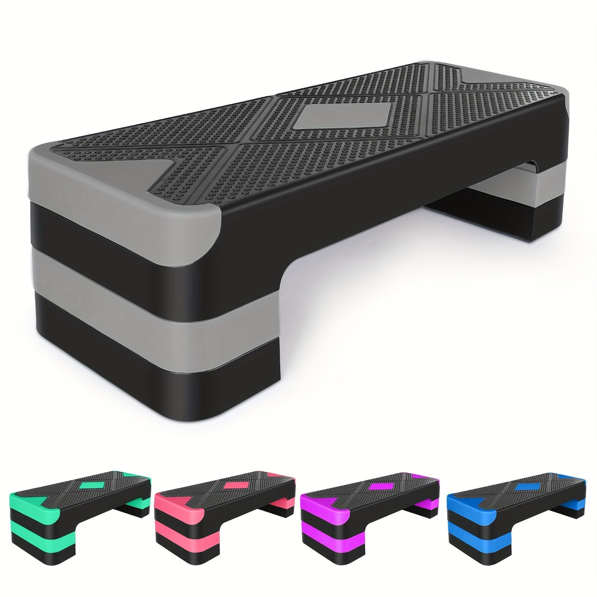 Plateforme de step aérobic réglable – 3 niveaux de hauteur (10/15/20 cm), stepper antidérapant pour entraînement cardio à domicile, planche d'exercice de step aérobic (6 couleurs)