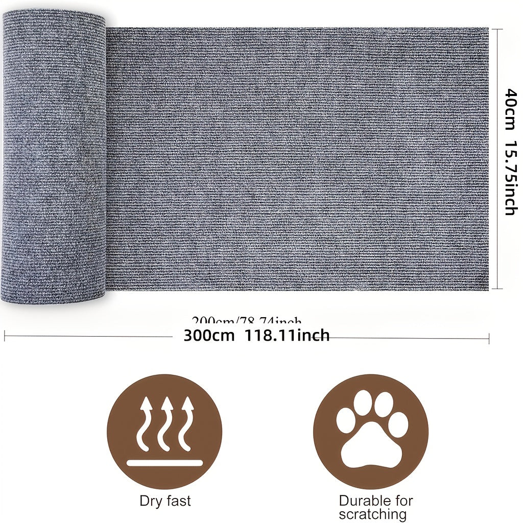 Rouleau de tapis à griffer pour chat autocollant – Ruban protecteur anti-griffures en polyester 40 x 300 cm pour meubles, canapés, portes et murs, adhésif dissuasif durable, protège le rembourrage, 3 couleurs