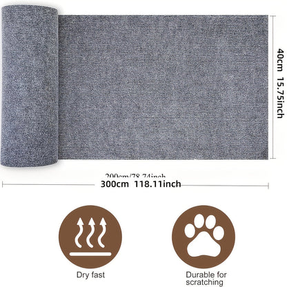 Rouleau de tapis à griffer pour chat autocollant – Ruban protecteur anti-griffures en polyester 40 x 300 cm pour meubles, canapés, portes et murs, adhésif dissuasif durable, protège le rembourrage, 3 couleurs