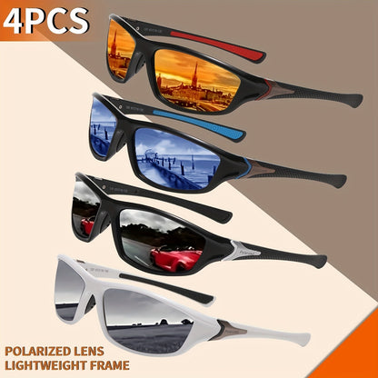 4 paires de lunettes de soleil de sport polarisées avec protection UV400 pour hommes et femmes – Lunettes tendance à monture intégrale pour le cyclisme, la course à pied, la pêche, l'escalade et les voyages en plein air, polychrome