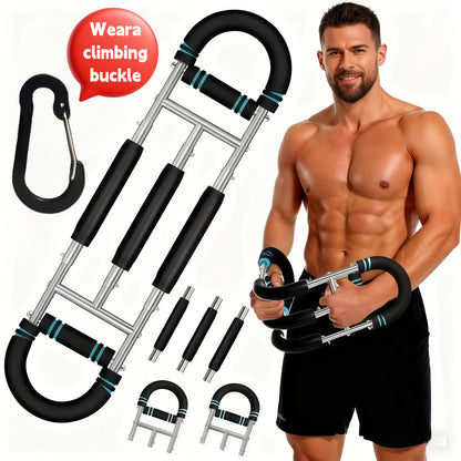 Appareil d'entraînement de la force des bras, extenseur de poitrine, barre à 3 niveaux de résistance réglables, extenseur portable et détachable pour renforcer les avant-bras, appareil de musculation pour le haut du corps à domicile