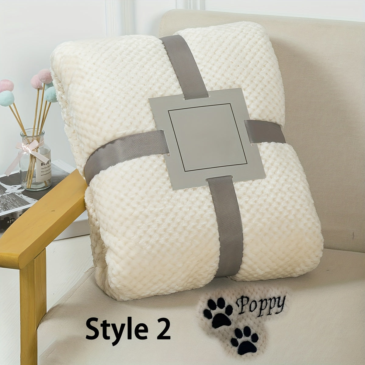 Couverture pour animaux de compagnie brodée personnalisée – Plaid personnalisé avec nom ou initiales, couverture douillette et douce pour petits chiens et chats, cadeau de décoration chaleureux pour panier d'animal