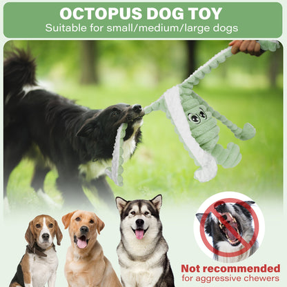 Jouet pour chien en peluche poulpe couineur – Jouet interactif à mâcher pour chiots et chiens, jouet animal doux pour le nettoyage des dents, idéal pour les races de petite, moyenne et grande taille, cadeau mignon, 5 couleurs