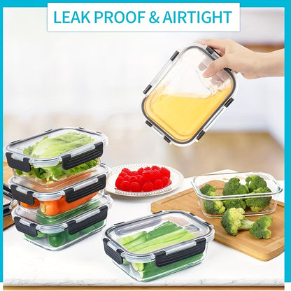 Lot de 20 récipients de préparation de repas en verre de 650 ml avec couvercles hermétiques – 10 récipients en verre et 10 couvercles, conservation alimentaire hermétique pour le déjeuner, le garde-manger et la cuisine – Boîtes à bento en verre sans BPA