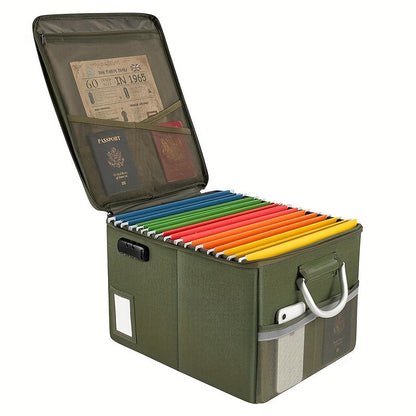 Boîte à documents ignifugée avec serrure et couvercle à fermeture éclair – Coffre-fort portable pliable, boîte de rangement résistante au feu pour dossiers suspendus format lettre et légal, coffre pour maison et bureau – Aobteeny