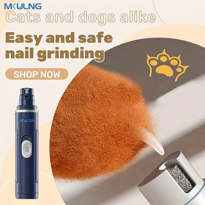 Quiet Electric Dog Nail Grinder USB Rechargeable – 2-Speed Painless Pet Nail Trimmer with Polishing & Smoothing Head for Large Medium Small Dogs, Low-Noise Cordless Claw Care Tool, Black Blue Green White