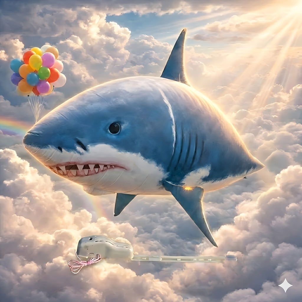 Jouet ballon gonflable requin volant télécommandé, poisson planeur flottant dans les airs, 145 cm, intérieur extérieur, cadeau d'anniversaire, Noël, Halloween pour enfants et adolescents, requin bleu ou poisson-clown orange