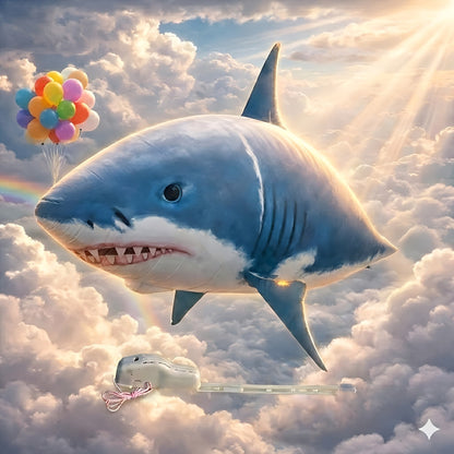 Jouet ballon gonflable requin volant télécommandé, poisson planeur flottant dans les airs, 145 cm, intérieur extérieur, cadeau d'anniversaire, Noël, Halloween pour enfants et adolescents, requin bleu ou poisson-clown orange