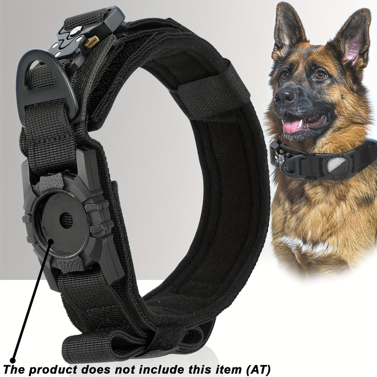Collier tactique pour chien avec support GPS - Collier robuste en nylon de style militaire pour toutes les races, collier de dressage ajustable et sécurisé, 5 couleurs et 4 tailles (M/L/XL) pour chiens de grande et moyenne taille