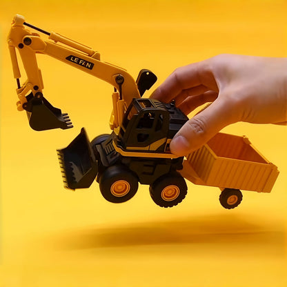 Jouet 3-en-1 excavatrice, bulldozer et camion-benne, grand véhicule de construction de 26 cm, cabine rotative à 360°, à friction, sans pile, pour garçons et filles de 3 ans et plus, cadeau pour Noël, Halloween, rentrée des classes