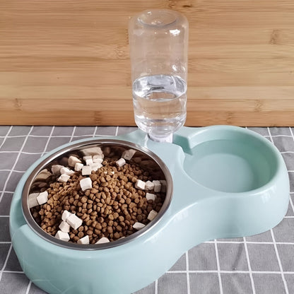 Distributeur d'eau et gamelle automatiques pour chats et petits chiens - Station de nourrissage antidérapante à double usage en polypropylène durable, design peu encombrant et facile à nettoyer, sans pile nécessaire