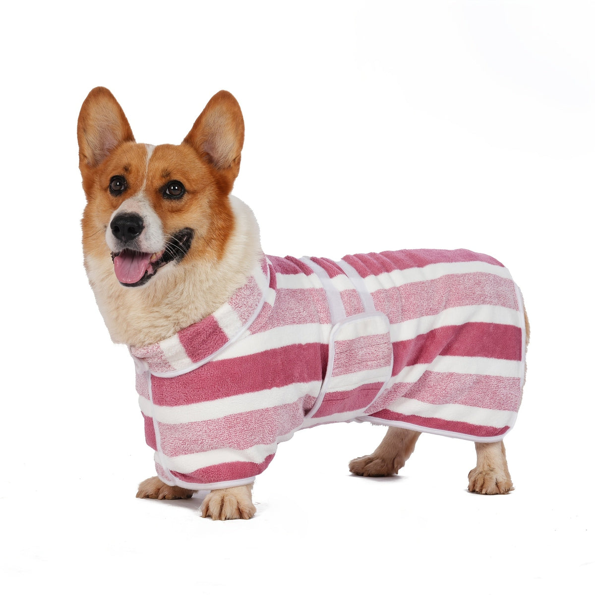 Dog Bathrobe Quick-Dry Super Absorbent Striped Pet Drying Towel Robe – Adjustable Belly Band, Ultra-Soft Microfiber Bath Wrap for Small, Medium & Large Dogs, Multiple Colors, Home & Post-Bath Use
