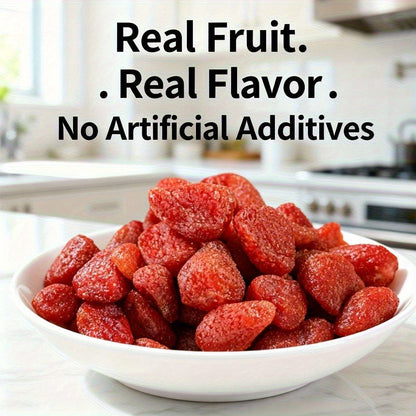 Fraises séchées en collation, lot de 3 sachets, faible teneur en sucre, fruit naturel sans gluten, pour fêtes de bureau et vacances