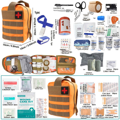 Tactical IFAK First Aid Kit with Tourniquet, Scissors & Whistle – Portable Trauma Bag for Hiking, Camping, Hunting, Car & Outdoor Emergencies, Multiple Sizes & Colors Available