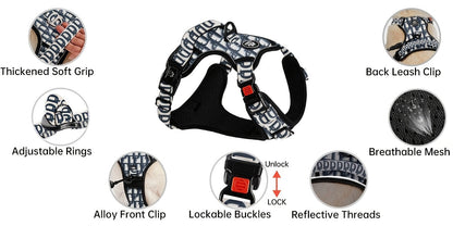 Ensemble harnais anti-traction pour chien avec laisse rétractable, ceinture de sécurité et collier – Harnais gilet entièrement réfléchissant, réglable et respirant avec poignée pour petits et grands chiens, tailles XS–XL