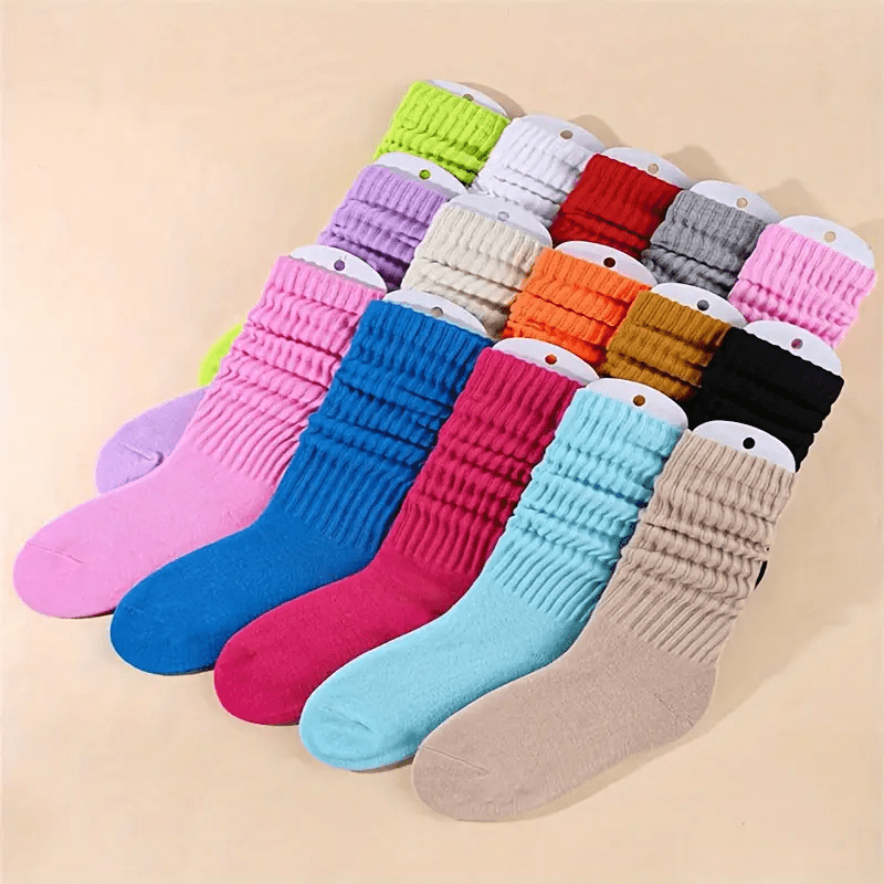Chaussettes montantes pour femme, lot de 14 paires – Chaussettes douces, épaisses et souples, couleurs unies assorties, chaussettes de sport et de loisirs confortables en toute saison, lavables en machine, coffret cadeau pour Noël et Halloween