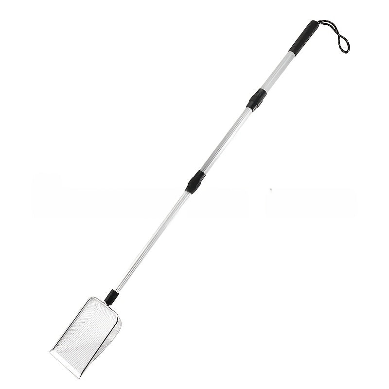 Pelle tamis de plage rétractable en acier inoxydable avec manche télescopique – Outil pour ramasser les coquillages, chercher des trésors et fouiller la plage sans se baisser | Sert aussi de pelle à litière pour chat (lot de 1 ou 2)