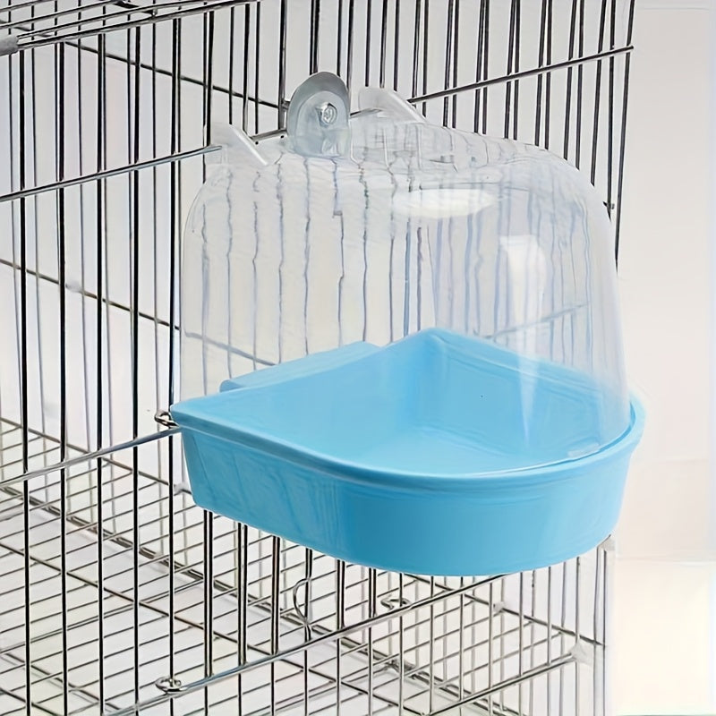 Baignoire pour oiseaux perroquets, transparente, anti-éclaboussures, en polypropylène durable avec poignées pour perruches, calopsittes, inséparables et perruches ondulées – Bassin de bain pour oiseaux facile à nettoyer et portable
