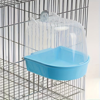 Baignoire pour oiseaux perroquets, transparente, anti-éclaboussures, en polypropylène durable avec poignées pour perruches, calopsittes, inséparables et perruches ondulées – Bassin de bain pour oiseaux facile à nettoyer et portable