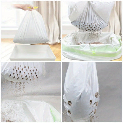 Sacs à litière avec poignées coulissantes – Doublures en plastique jetables, robustes et résistantes aux déchirures pour un nettoyage facile et sans odeur, pour foyers avec un ou plusieurs chats