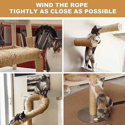 Corde de chanvre naturel pour griffoir à chat 10 mètres - Corde de sisal de remplacement durable pour arbre à chat DIY et entretien des griffes, corde de chanvre solide non torsadée pour réparation de griffoir et loisirs créatifs