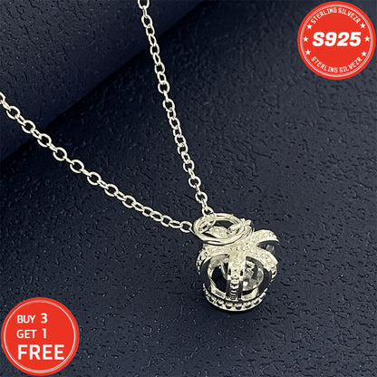 Collier couronne en argent sterling S925 pour femme 18 pouces – Pendentif en oxyde de zirconium 5A, ras-du-cou hypoallergénique, cadeau élégant pour femme, petite amie, maman, fille, anniversaire, Noël