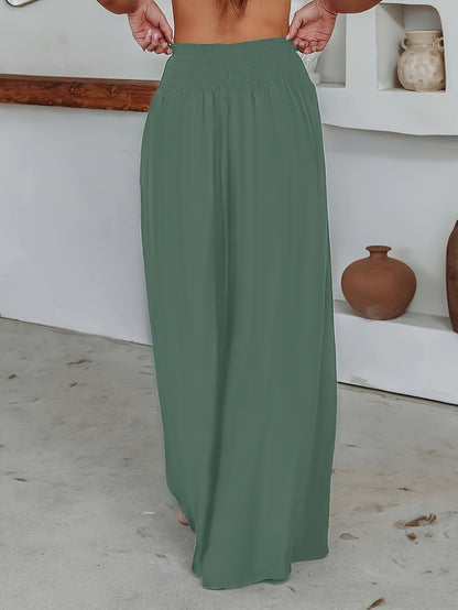 Women's Pleated Skort Solid Color Casual Culotte Skirt with Built-in Shorts S M L XL XXL Black Burgundy Khaki Olive Green