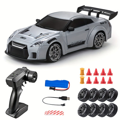 1:24 Scale RC Drift Racing Car 2.4G Remote Control - High Speed 20+ km/h with Drift Tires, LED Lights and Obstacle Course, Durable Rally RC Car for Kids Boys Teens and Adults, Birthday Christmas Gift