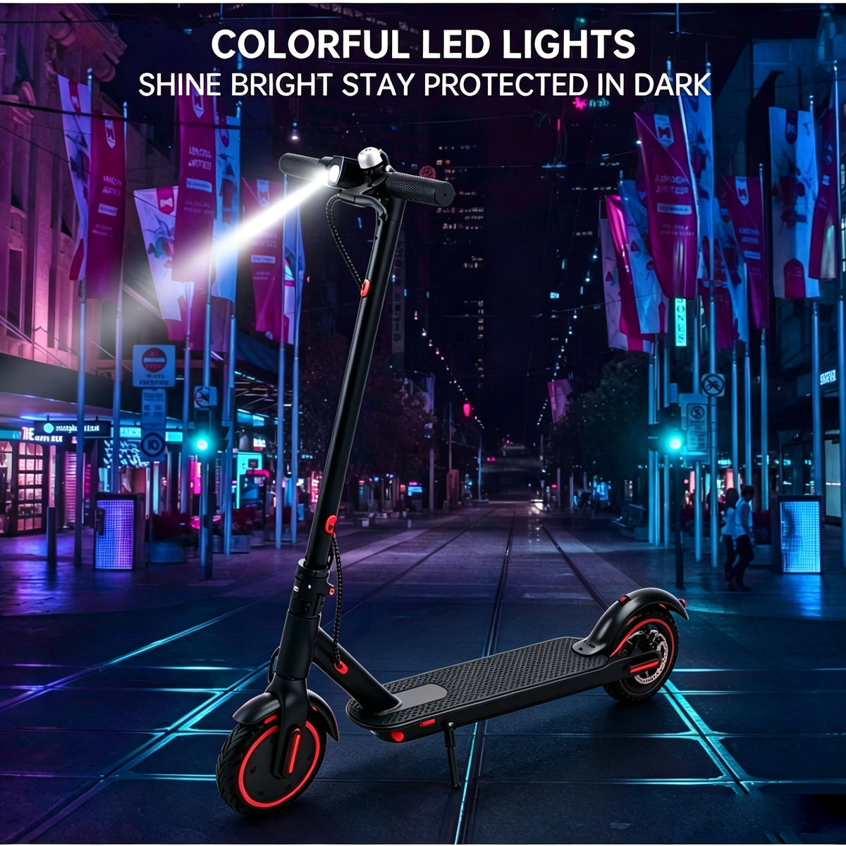 Trottinette électrique pliable, pneus 8,5 pouces, vitesse maximale 30 km/h, autonomie 29 km, contrôle par application, trottinette portable pour trajets quotidiens, adultes et adolescents, cadeau, noir