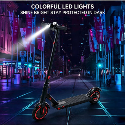 Trottinette électrique pliable, pneus 8,5 pouces, vitesse maximale 30 km/h, autonomie 29 km, contrôle par application, trottinette portable pour trajets quotidiens, adultes et adolescents, cadeau, noir