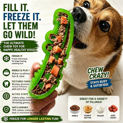 Crocodile Dog Food-Stashing Rubber Chew Toy – Interactive Slow Feeder & Enrichment Foraging Toy for All Breeds, Reusable Treat Dispensing Puzzle Toy, Chew-Resistant, Fun Green Design, Small & Large