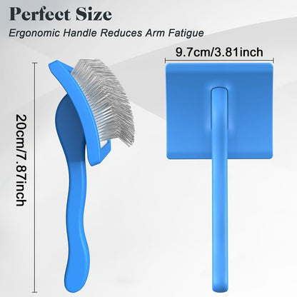 Lot de 2 brosses de toilettage pour chien en acier inoxydable - Brosse professionnelle pour animaux à poils longs (Golden Retriever, Caniche, Labrador) - Peigne démêlant pour nœuds, enchevêtrements et boules de poils