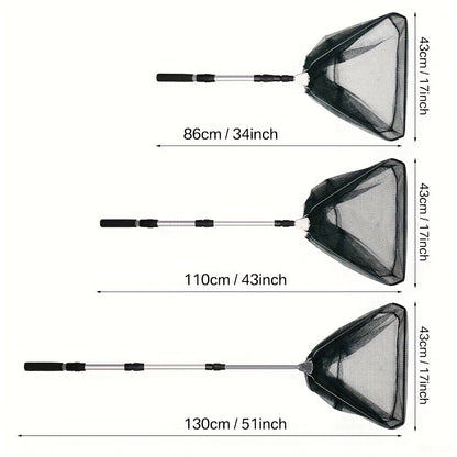 Épuisette de pêche télescopique pliable avec cadre en alliage d'aluminium – Manche extensible de 55 à 190 cm pour la pêche au bar, à la truite et à la mouche, épuisette professionnelle portable et repliable