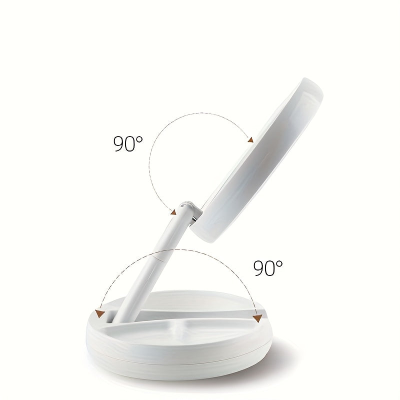 Miroir de maquillage LED avec grossissement 10X – Miroir de courtoisie double face éclairé, LED lumineuses, alimentation USB et piles, miroir de table facile à transporter pour salle de bain, chambre et coiffeuse