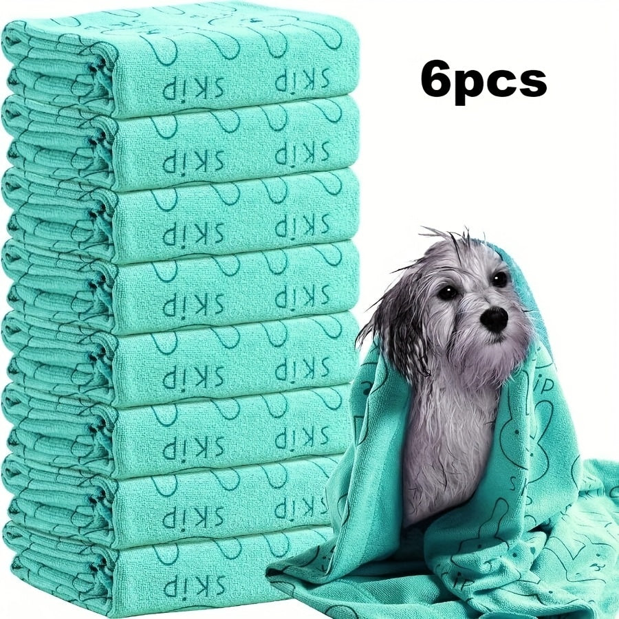 Lot de 6 serviettes de bain pour chien - Serviettes de bain en microfibre à séchage rapide, serviettes de toilettage en polyester super absorbantes pour chiens de petite, moyenne et grande taille, lot de serviettes douces pour le séchage des animaux
