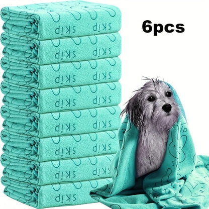 Lot de 6 serviettes de bain pour chien - Serviettes de bain en microfibre à séchage rapide, serviettes de toilettage en polyester super absorbantes pour chiens de petite, moyenne et grande taille, lot de serviettes douces pour le séchage des animaux