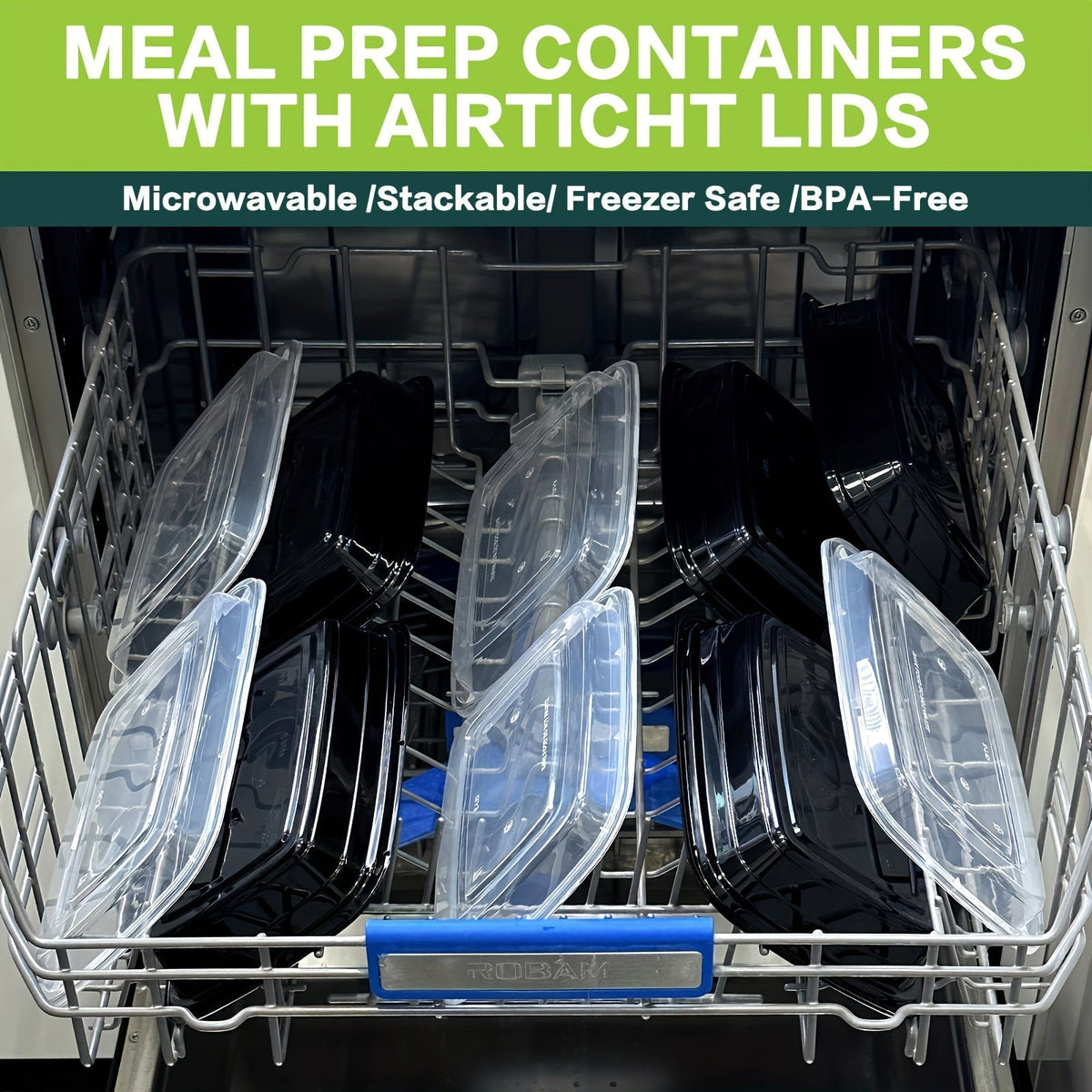 Récipients de préparation de repas 828 ml (28 oz), lot de 50 ou 150 avec couvercles – Boîtes à lunch Bento jetables en plastique à 1 compartiment, sans BPA, étanches, empilables, compatibles micro-ondes, lave-vaisselle et congélateur