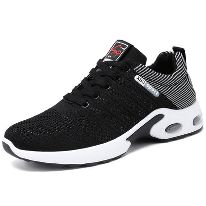 Baskets de sport à coussin d'air pour hommes – Chaussures décontractées à lacets respirantes avec semelle antidérapante, noir et blanc ou noir et bleu, pointures US 6,5–11,5, style urbain sportif