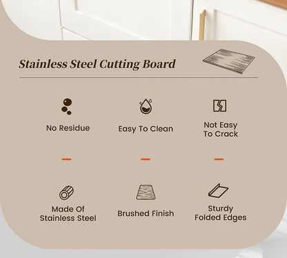 Planche à découper en acier inoxydable 304 – Billot de cuisine antirouille, facile à nettoyer, disponible en 3 tailles (40 cm × 30 cm, 50 cm × 40 cm, 60 cm × 40 cm)