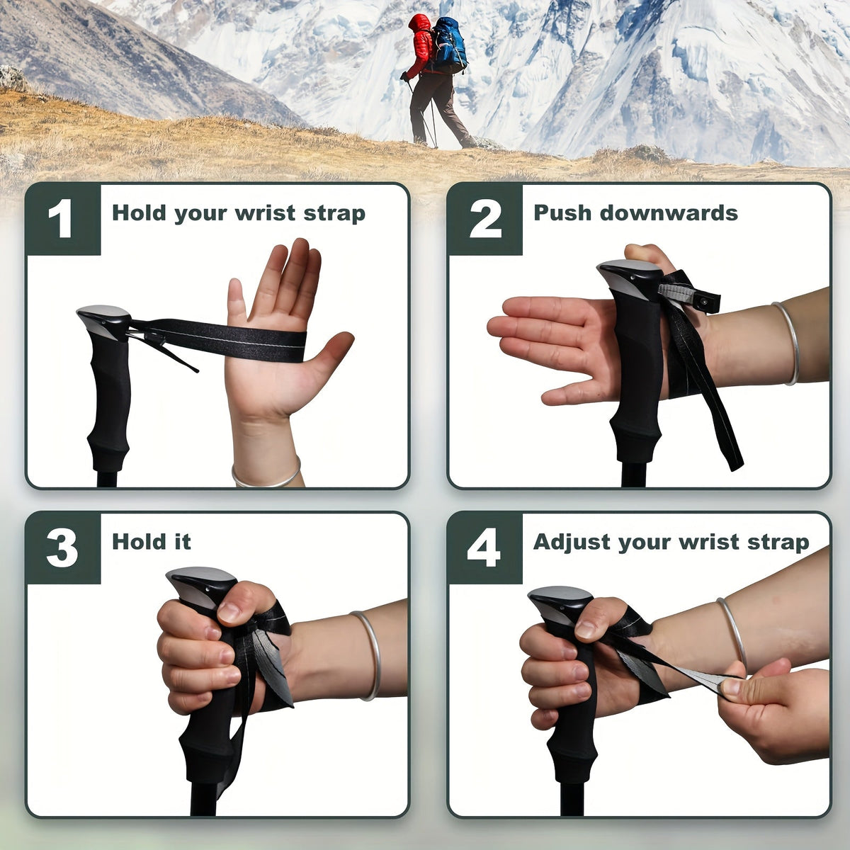 Lot de 2 bâtons de marche pliables, ultra-légers en alliage d'aluminium 7075, bâtons de randonnée télescopiques avec poignées ergonomiques antidérapantes, dragonnes et hauteur réglable pour hommes et femmes, idéal pour le trekking et la randonnée.