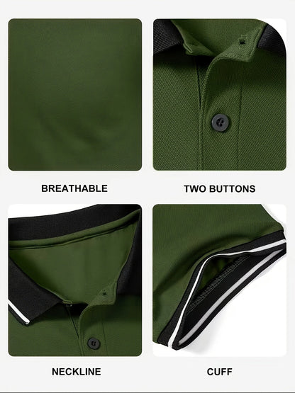 Lot de 6 polos pour homme, manches courtes, sport, golf, décontracté, été, plein air – Polo respirant et anti-humidité pour homme, couleurs assorties, tailles S à XXL