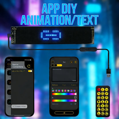 Panneau d'affichage LED matriciel flexible 16x96 – Enseigne défilante RVB programmable avec application et télécommande, alimentée par USB, éclairage animé DIY pour boutique, magasin, hôtel, voiture, décoration intérieure