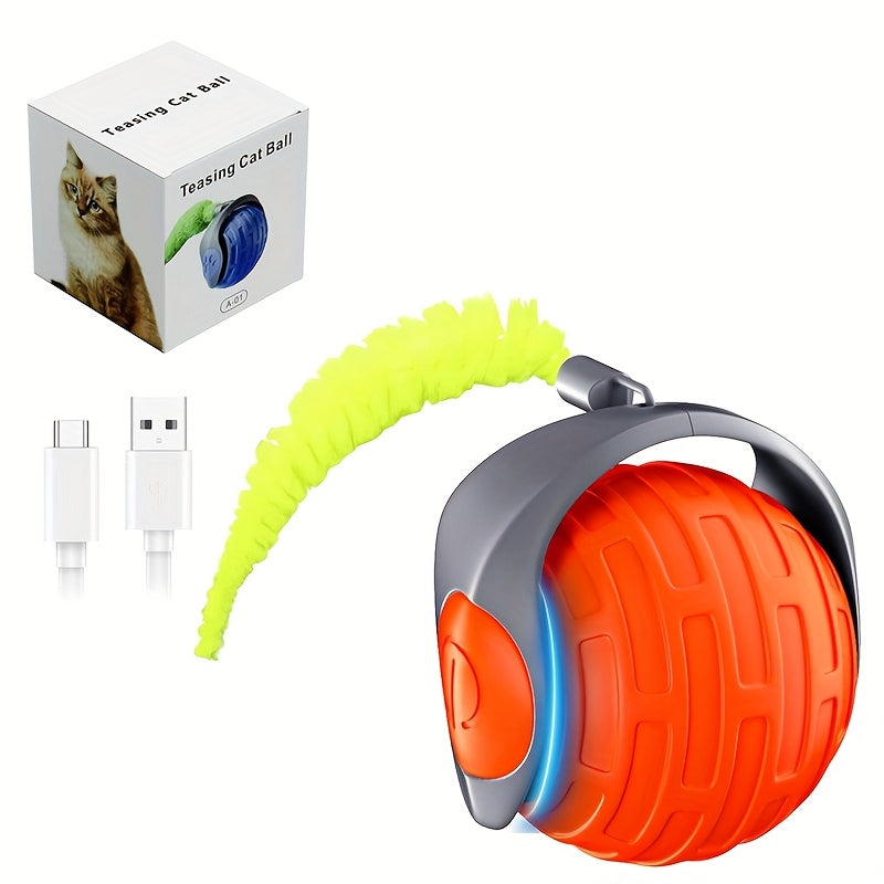 Balle interactive auto-roulante pour chiens et chats - Jouet électrique intelligent à mouvement automatique, balle roulante d'intérieur pour l'exercice des animaux, anti-ennui pour chatons et chiots
