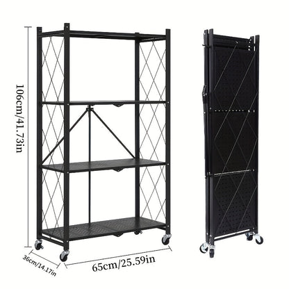 Étagère de rangement sur roulettes – Meuble de rangement mobile à 3, 4 ou 5 niveaux pour bureau et maison, organisateur à étages, montage facile – Noir et blanc