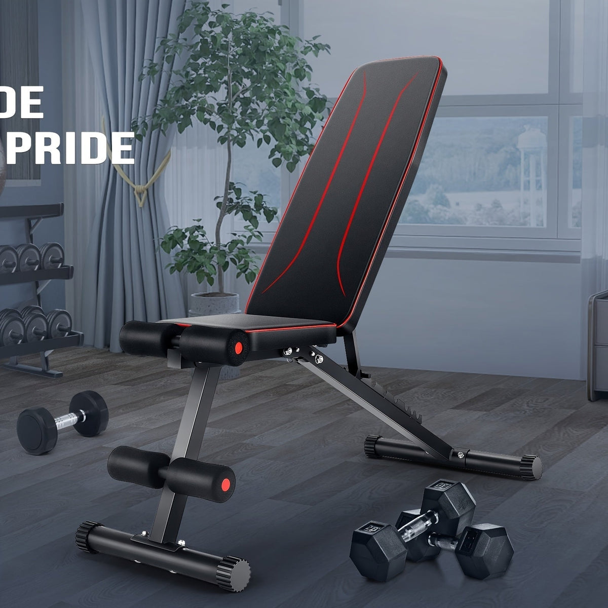 Banc de musculation réglable et pliable avec rack à squat, poste à jambes et pupitre à biceps – Banc de développé couché tout-en-un pour entraînement complet, jusqu'à 545 kg