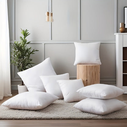Garnitures de coussin carrées – Rembourrage en fibre neuve hypoallergénique, coussins blancs pour canapé, lit et terrasse, 14 à 20 pouces, lot de 1/2/4, idéal pour la chambre, le salon, le bureau et la décoration extérieure